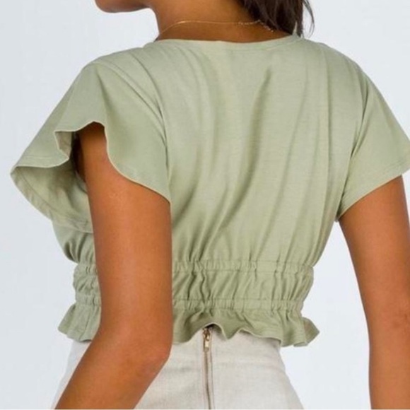 JAMISON Reid Princess Polly Crop Top in Khaki - Picture 5 of 8